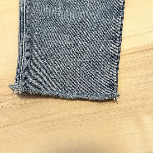 WE THE FREE Free People 31 Jeans Light Wash High Rise Button Fly Raw Hem New - Picture 5 of 14